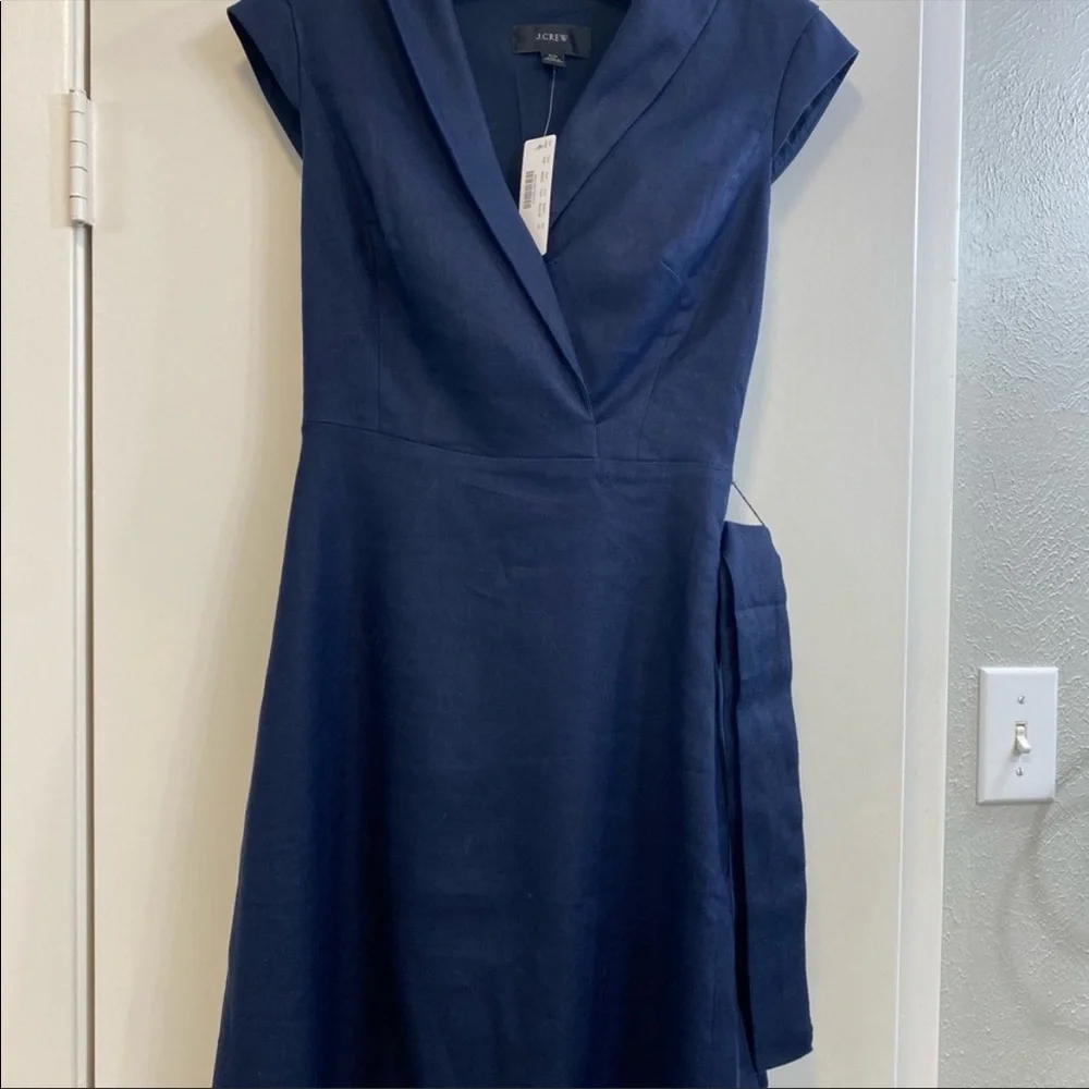 J. Crew belted faux-wrap dress in stretch linen - Picture 5 of 5